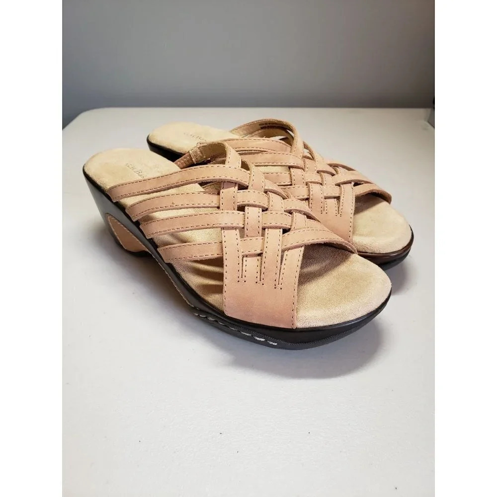 G.H. Bass & Co Women's Madie Tan Woven Wedge Heel.